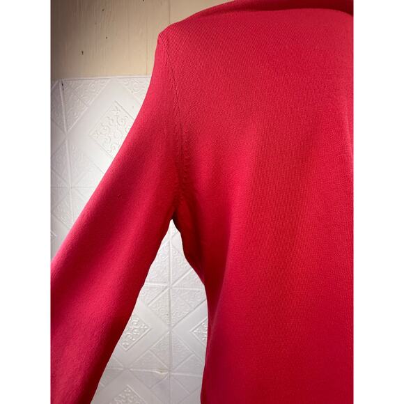 Red Cardigan sweater women's size Large 3/4 sleeve George flaw see description - Picture 8 of 16